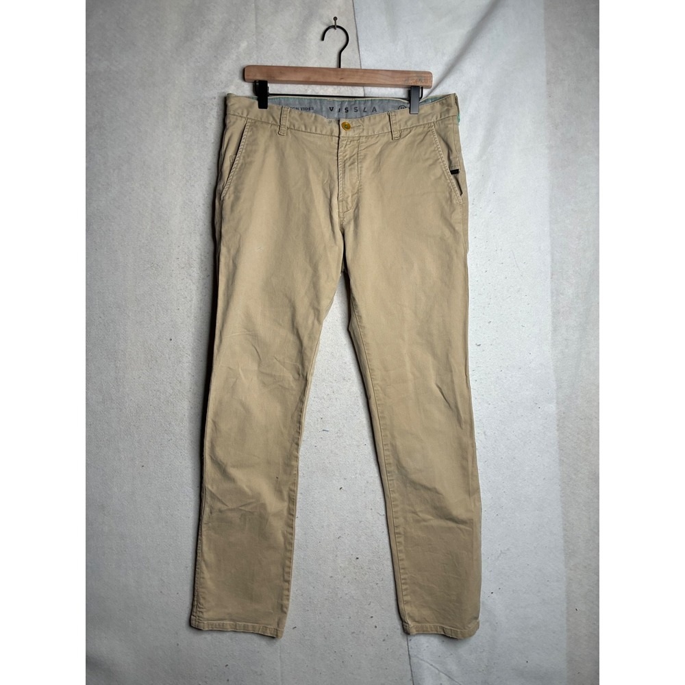 Vissla High Tider Mens Khaki Chino Pants Tan Slim Fit Stretch M302AHIG Size 33